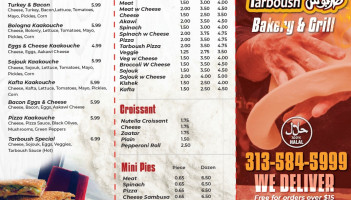 Tarboush Bakery And Grill menu