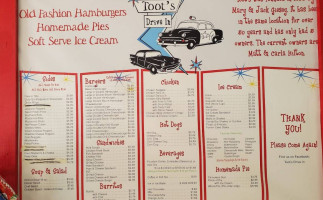 Toots Drive-in menu