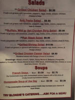 Blondies Roadhouse menu