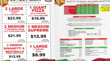 A A Pizza menu