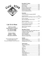 Café 2238 menu