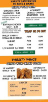 The Varsity Grille menu