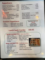 Aki Sushi menu