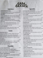 Casa Oaxaca menu