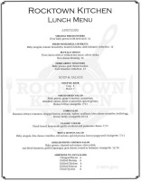 Rocktown Kitchen menu