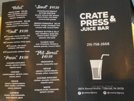 Crate Press Juice menu