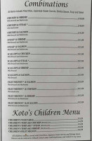 Koto's menu