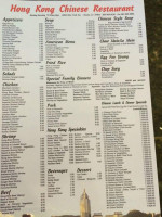 Hong Kong Chinese menu