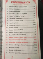 Number One Chinese Take Out menu