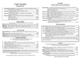 Cafe Garden menu
