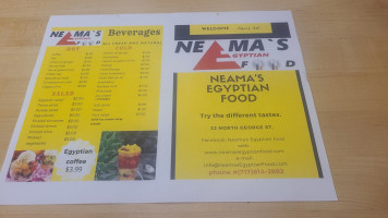 Neama's Egyptian Food menu