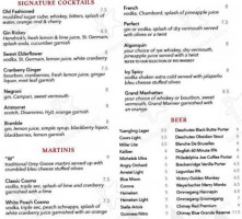 Willoughby's On Park menu