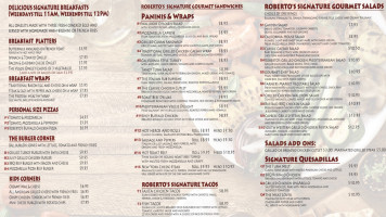 Roberto's Gourmet Kitchen menu