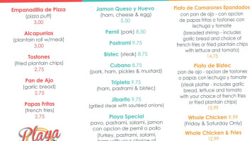Playa Café menu