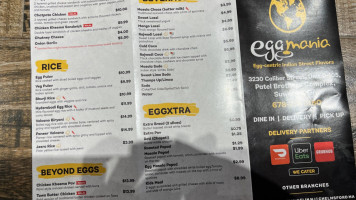 Eggmania Eggcentric Indian Street Food menu