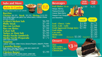 Cafe Caramba menu