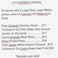 Lito Sofrito menu