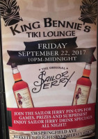 King Bennie's Tiki Lounge menu