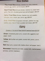 Prosser Thai Bistro menu