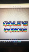 Cole's Cones Snow Cones menu