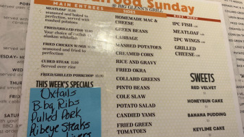 Big Glenn's Grill menu