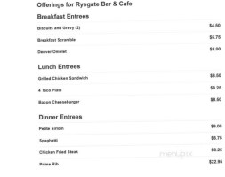 Ryegate Cafe menu