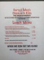 Gary Meg's Chicken Ribs menu