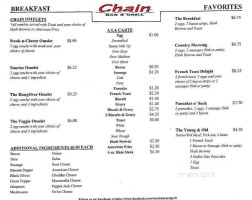 Chain And Grill menu