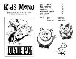 The Dixie Pig menu