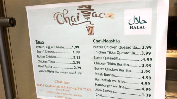 Chai Taco menu