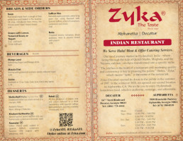 Zyka: The Taste Indian Decatur menu