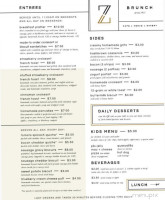 Z Bakery menu