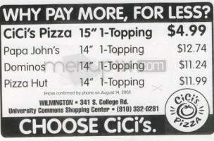 Cici's Pizza menu