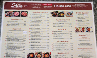 Shila Korean menu