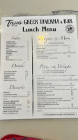 Taso's Greek Taverna menu