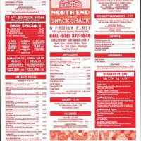 North End Snack Shack menu