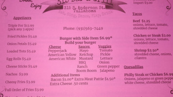 315 And Grill menu