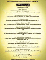 Stone Blade Restaurant And Bar menu