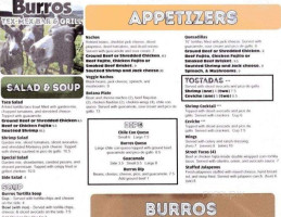 Burros Tex Mex And Grill menu