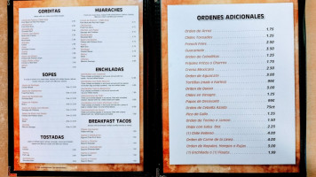 Gorditas Aguascalientes menu