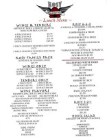Kosy Wings Daiquiri Factory menu