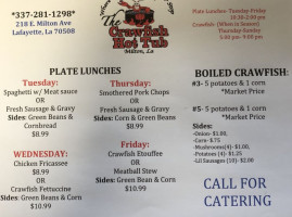 The Crawfish Hot Tub menu