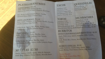 Ruby's Taqueria menu