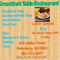 Ernestine's Table menu