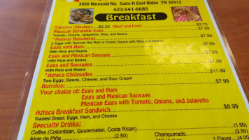 Taqueria Azteca menu
