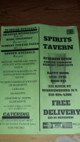 Spirits Tavern Italian American menu