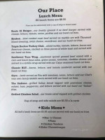 Our Place Diner menu