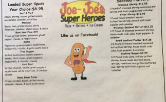 Joe-joe's Super Heroes Pizza menu