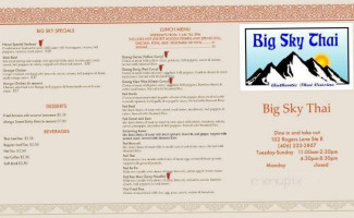 Big Sky Thai menu