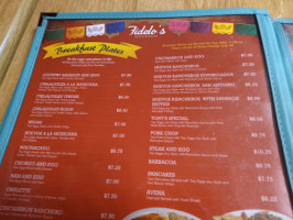 Fidelo's Mexican menu